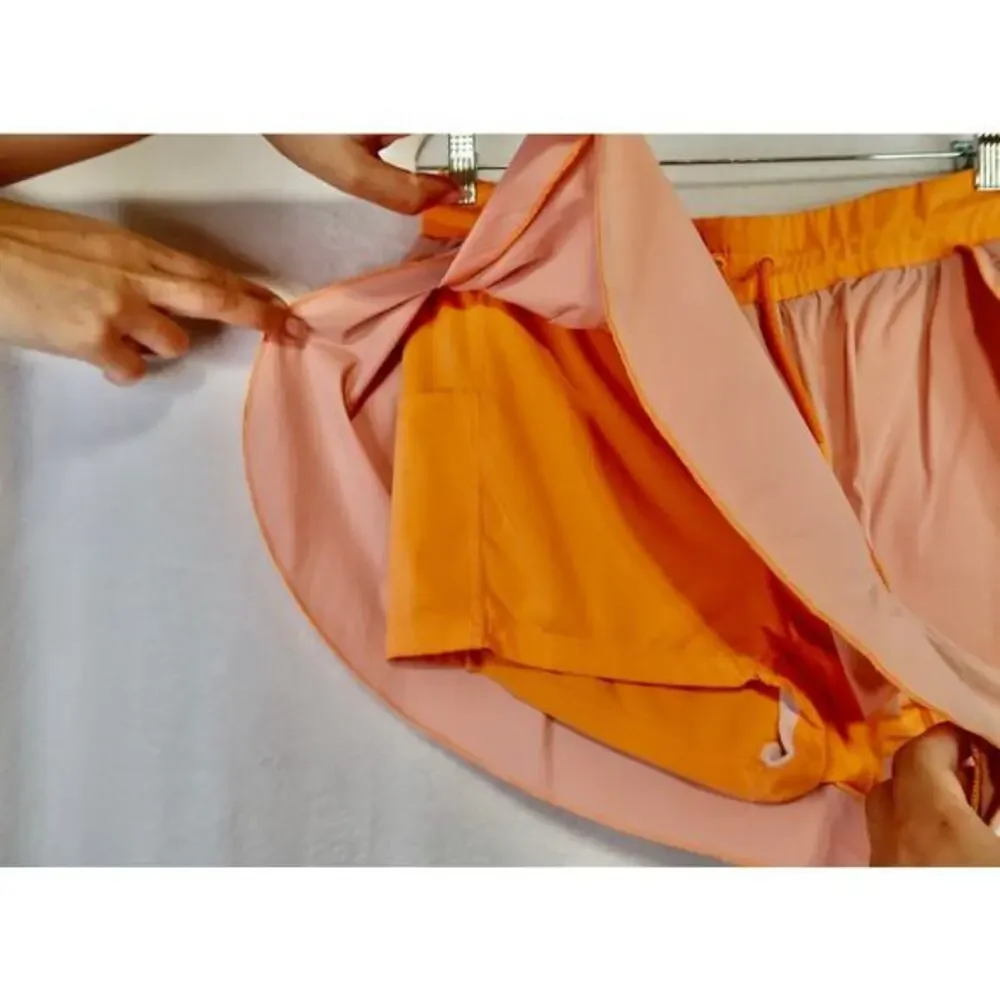 Free‎ People Movement Day Dream 2-in-1 Shorts Size Large Neon Orange